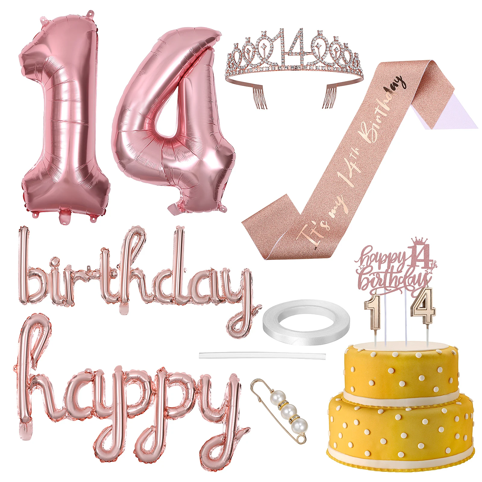 

14 Year Old Girl Birthday Decorations Set Party Supplies DIY Festive Theme Accessories Girls Celebrations