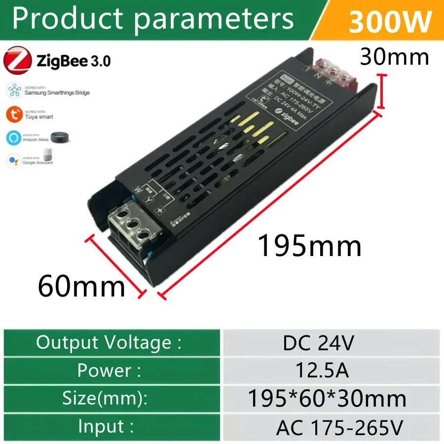 NONE DC24V LED Netzteil Dimmer Transformator AC175V-265V Tuya Zigbee 3,0 Unterstützung Alexa Gooogle Stimme APP Control Hause CCT LED Streifen 7