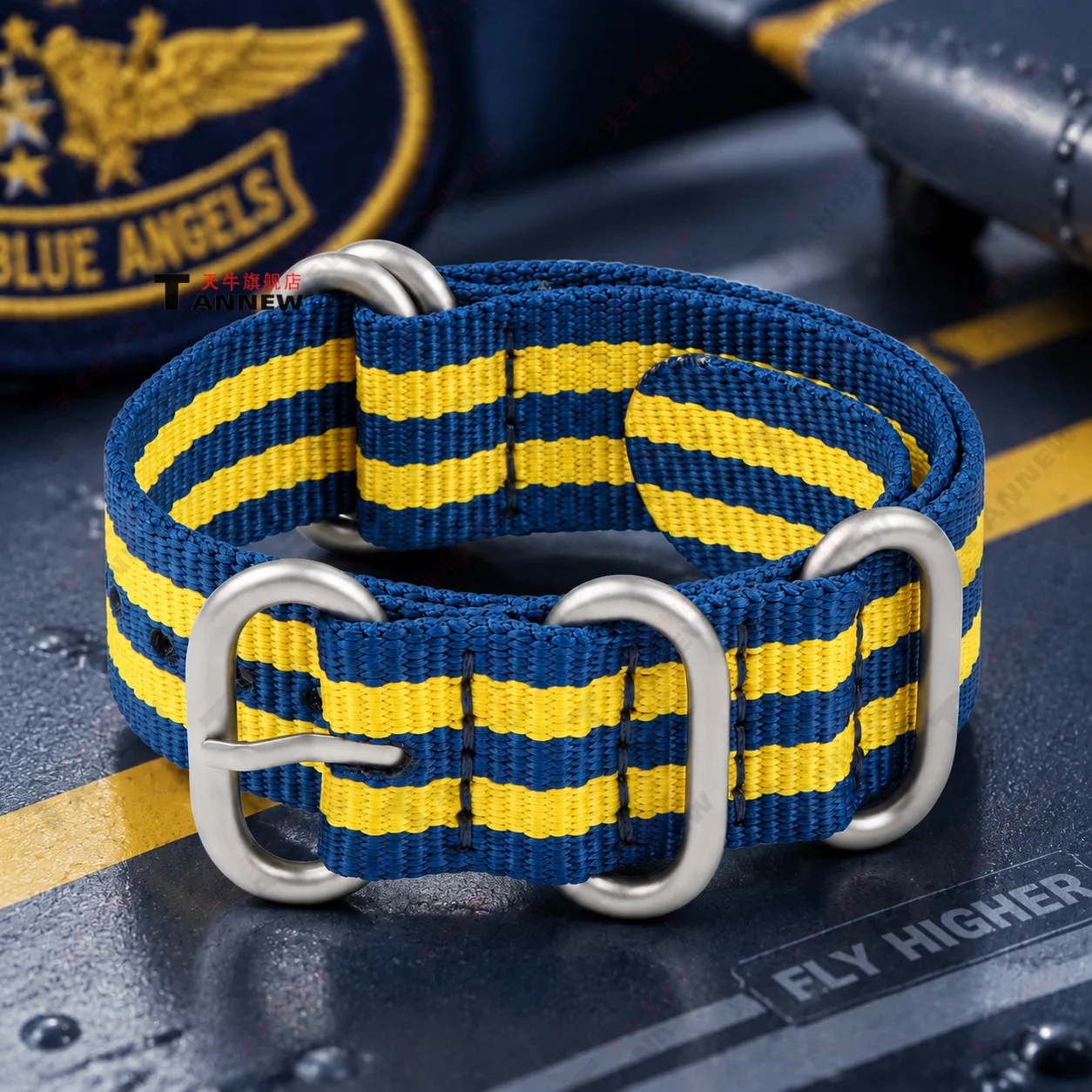 For Citizen Blue Angels Skyhawk JY8078, 22mm Woven Nylon Canvas Watch Strap, Sport Replacement Band