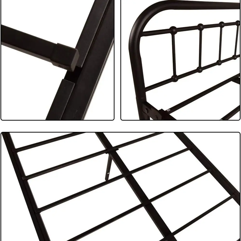 إطار سرير نهاري معدني من DAFIFY، شرائح شديدة التحمل، سرير أريكة، مرتبة كريم أساس، سرير نهاري مزدوج، أسود غطى بالرمل #5