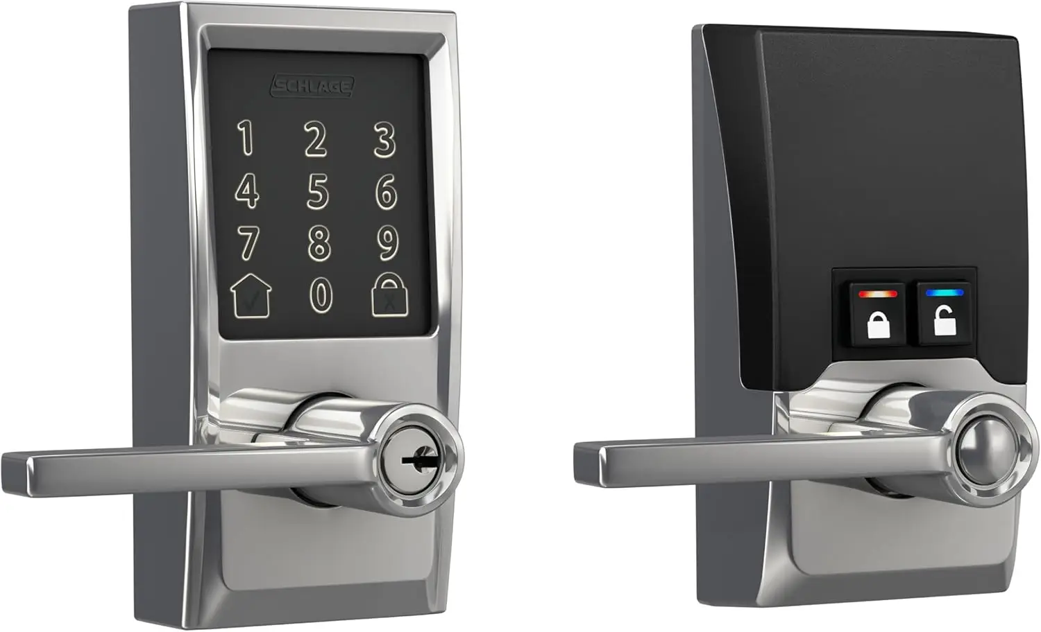 625  Encode WiFi Latitude Lever Smart Lock,  Entry Touchscreen Door Lock with Century Trim, Bright