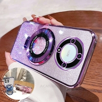 Magic5lite Glitter Plating Holder Silicone Case For Huawei Honor Magic 5 6 Magic5 Lite X9a X9b X8 X8a X8b Stand Cover Magic6lite