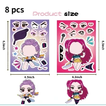 8-delige KPop Demon Hunter-stickers - Leuke Make-A-Face-puzzelstickers, DIY aangepaste stickerpuzzels, educatief speelgoed voor kinderen