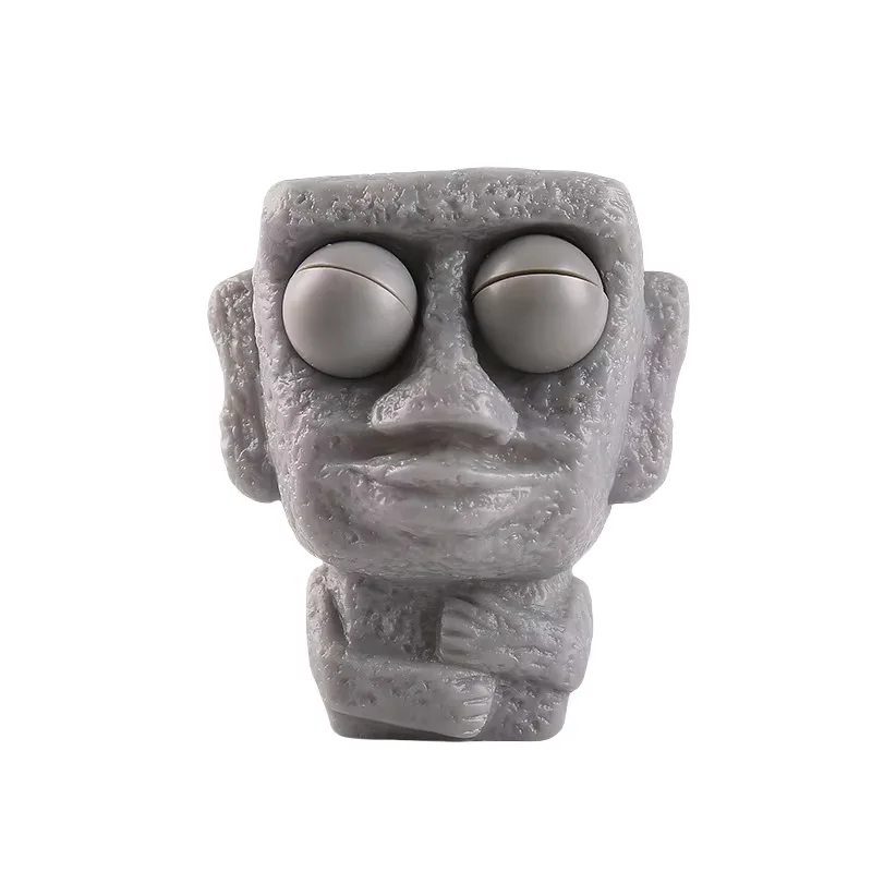 Stone Man libère le jouet anti-Stress rebond lentement Statue Moai douce presser les yeux Expression intéressante détendre le Stress cadeau pour enfants