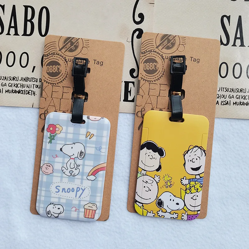 Kawaii Peanuts Snoopy Charlie Brown Card Holder Key Chain Hangings Decoration Luggage Consignment Identification Tag For Girls