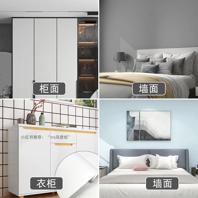 ورق حائط أبيض ذاتي اللصق للخزائن والأثاث وإعادة تشكيل ملصق لطاولة خزانة الملابس وباب المطبخ وورق حائط لتجديد المطبخ #3