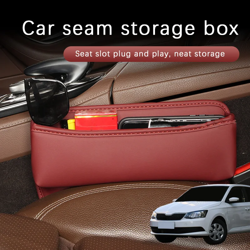 

Car Seat Gap Storage Box Driver Front Auto Seat Gap Filler Organizer Wallet Keys Card Storage Box For Skoda Fabia