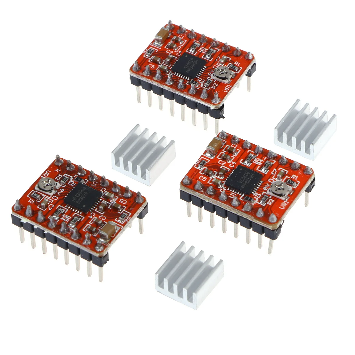 3Pcs 3D Printer Parts A4988 Stepper Motor Driver Module Red Heat Sink for Reprap Engraving Machine Stepper