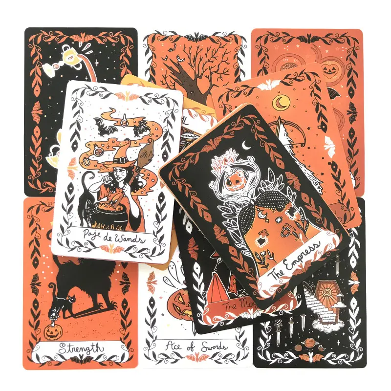 Tarjeta de Tarot feliz de Halloween, juego de cartas de papel, entretenimiento, tarjeta de adivinación del destino, Tarot y una variedad de opciones de Tarot, guía en PDF