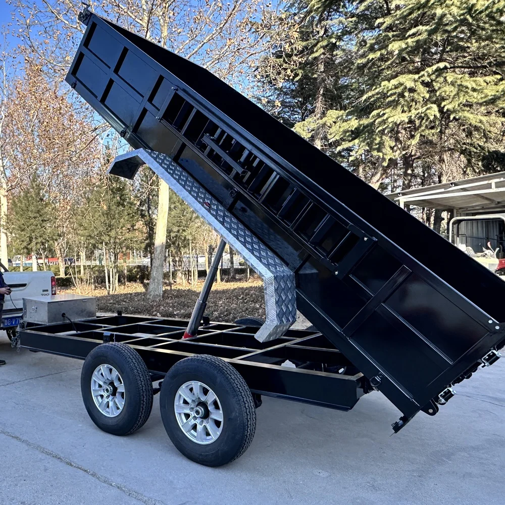 Electric Brake Hydraulic Aluminum Dump Trailer Shipped in 7 Days Stock Farm Trailer Black  2025 New 2 Axle 5800kg Load Capacity