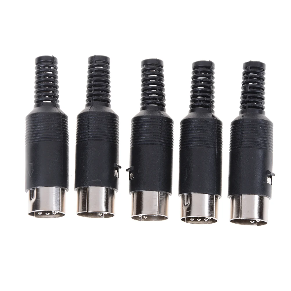 5Pcs Mini 5 Pin Din Male Plug With Plastic Handle Adapter Soldering Cables DIY Connector
