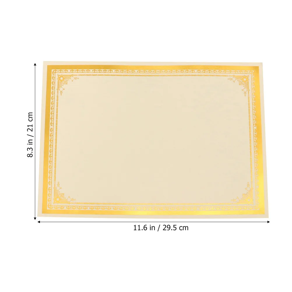 8Sheets A4 Diploma Paper 250G Gold Plated Blank Certificate Sheets for Award Ceremony Student Excellence Volunteer Recognition