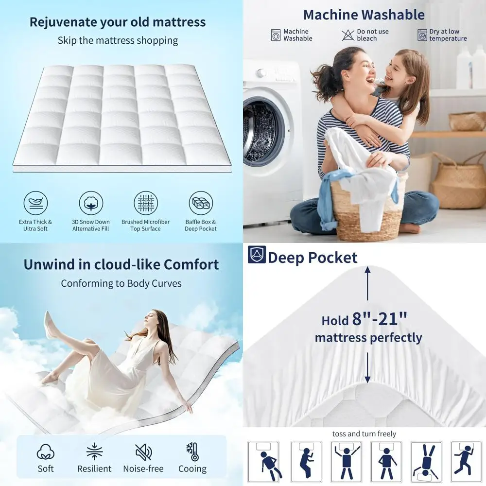 

Очень толстая охлаждающая подушка для матраса для облегчения боли в спине, плюшевая защита с глубокими карманами, 8-21 дюйм