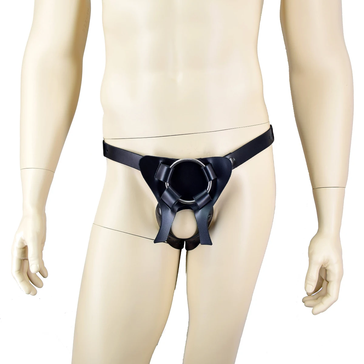 High Quality Leather Men's DP Leather Strap Wearable Dildos Strap Sex Band image 4