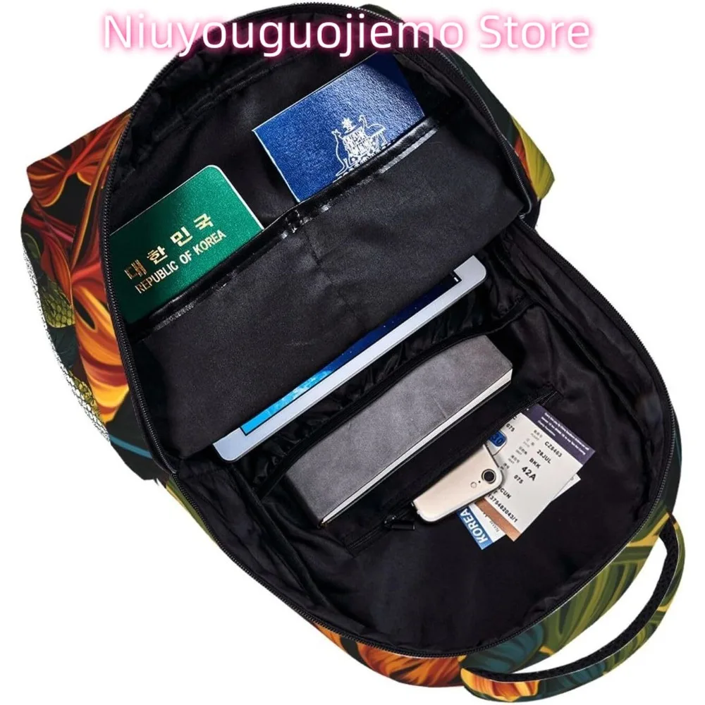 漫画かわいい葉植物軽量ラップトップバックパック軽量多目的旅行カジュアルデイパックユニセックスカレッジバックパック用