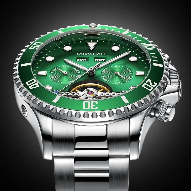 Famous Brand Mark Fairwhale Automatic Mechanical Watches Men Sport Waterproof Watch Calendar luminous Stainless Steel Clock Male