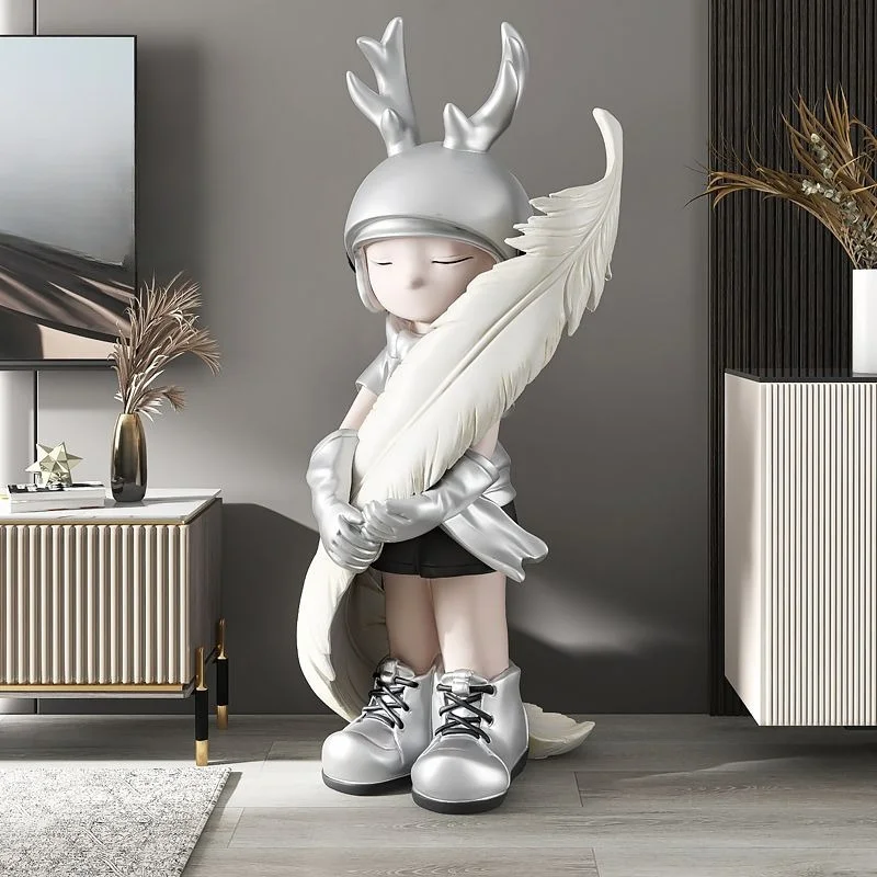 Trendy Boy's Large Floor-standing Decorative Piece for Living Room, Next To TV Cabinet, Large Housewarming Gift