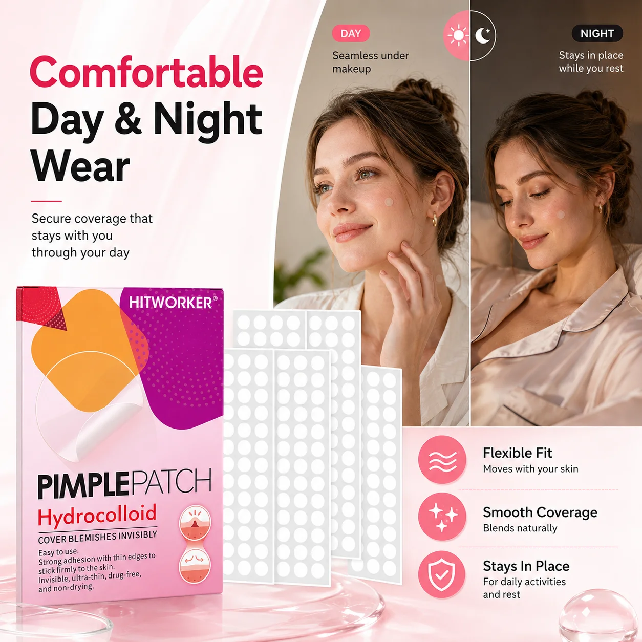 1200/400pcs/box invisible acne patch set - deep cleaning high-quality water-based acne stickers, gentle and skin friendly - view 5