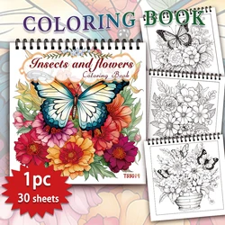 Adult coloring book - 30 Sheets  Women's spiral coloring book, 8.3x 8.3 inches, drawing book, birthday gift, holiday party gift