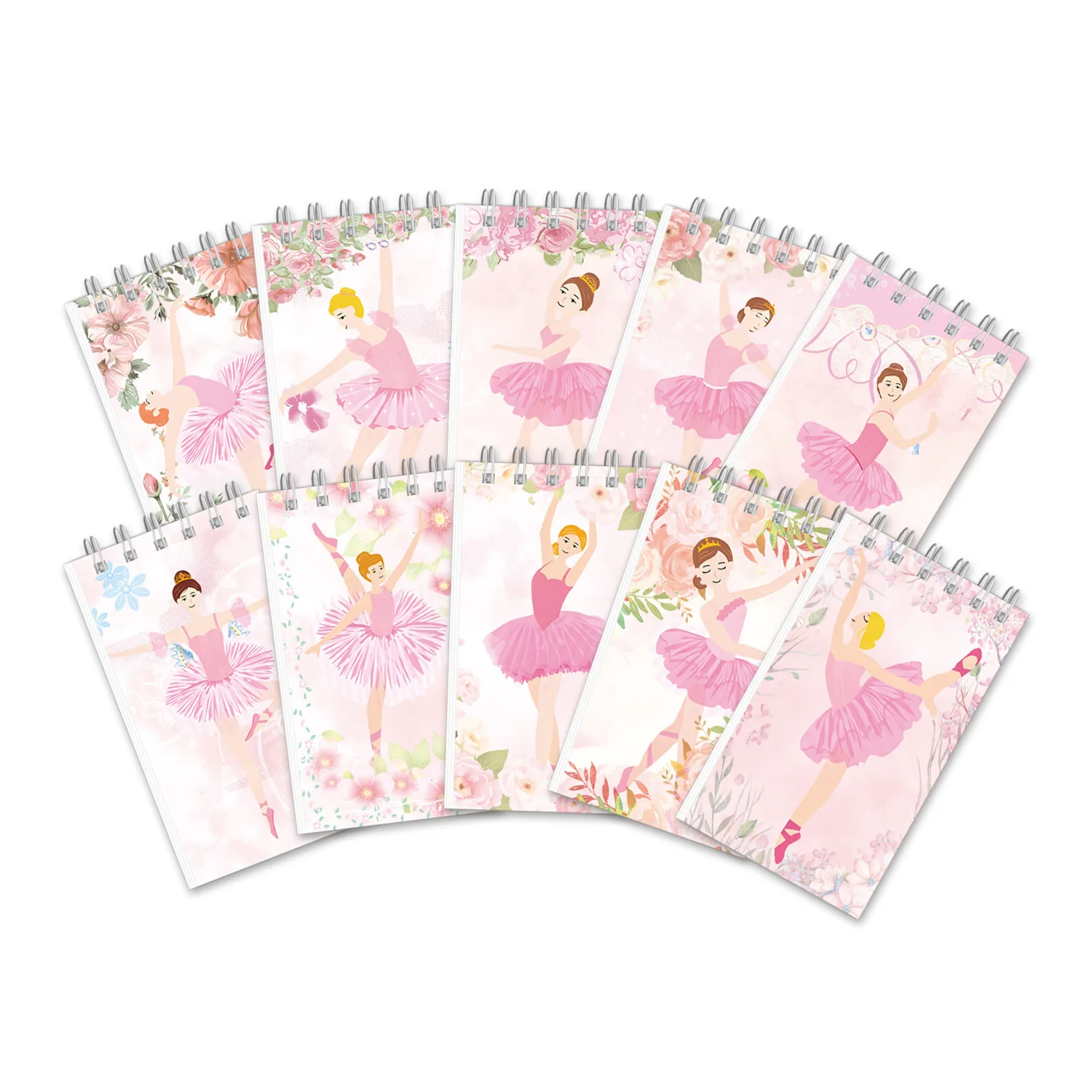 10-teiliges süßes Ballerina-Ballett-Thema, tragbares Spulen-Notizbuch, Mini-Notizblock für Kinder, Mädchen, Geburtstag, Gastgeschenke, Belohnungen für den Schulanfang – Detail 6