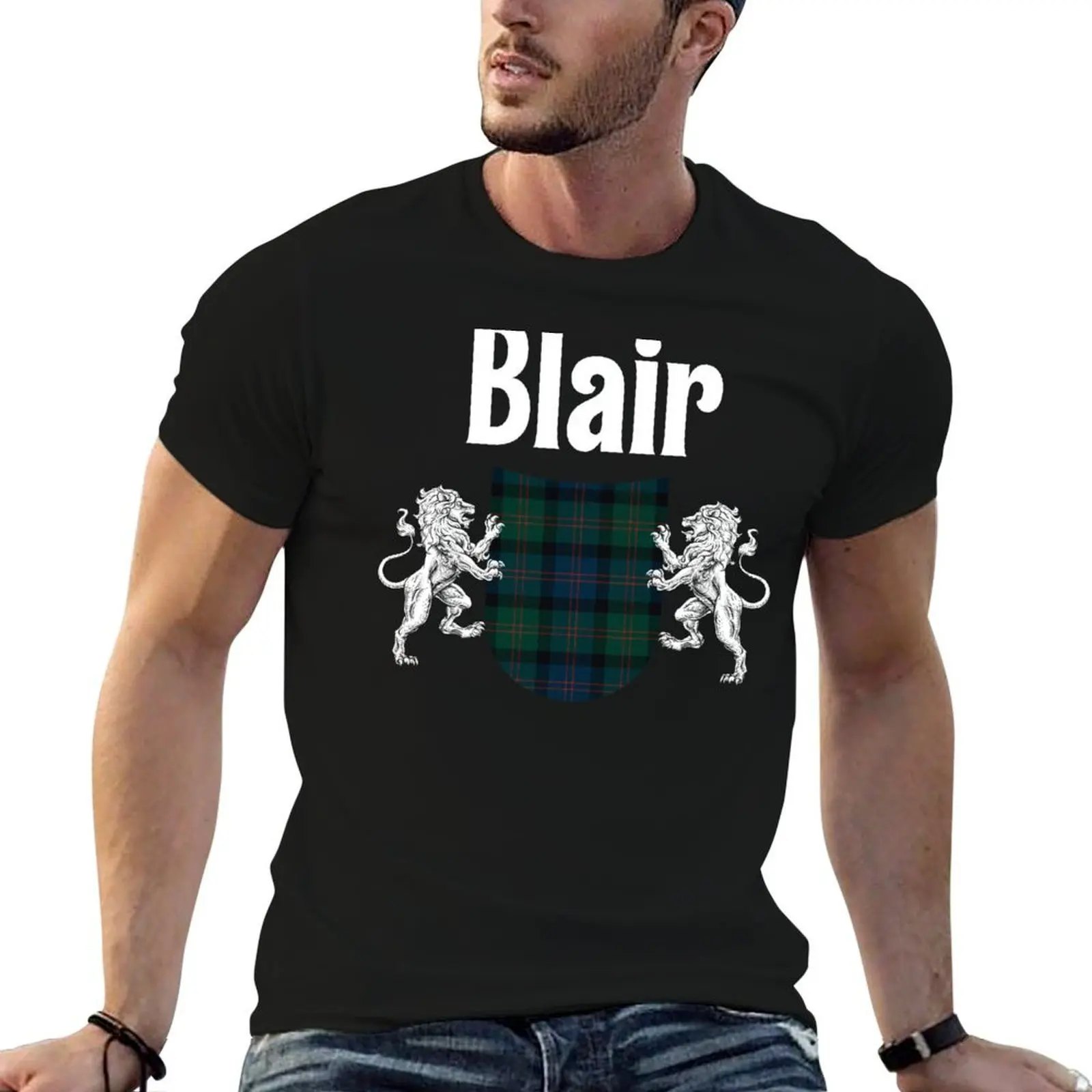 

Blair Clan Scottish Name Coat Of Arms Tartan T-Shirt t shirt man designer man t shirt designer cotton t shirt man T-shirt