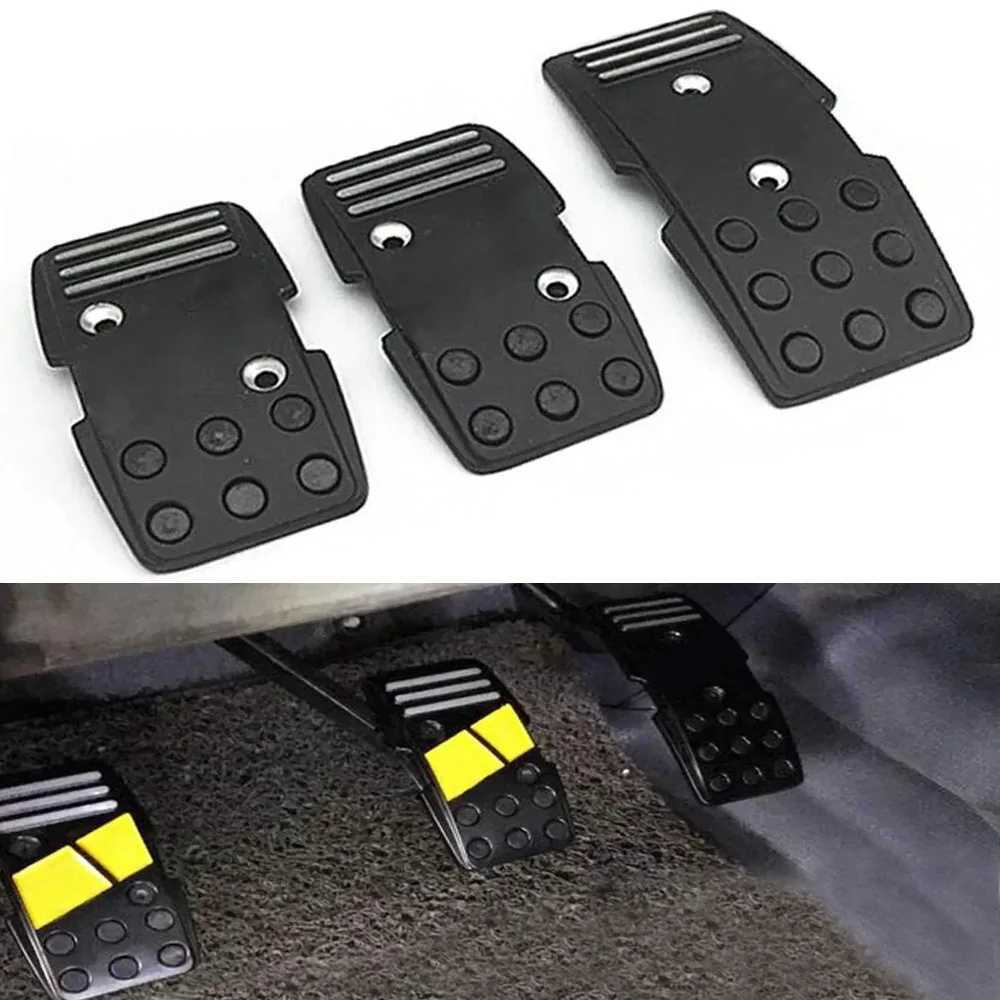 

Car Pedal Cover Set Kit Universal Aluminum Manual Car Clutch Brake Accelerator Foot Pedal 3 Pcs Non-Slip Car Pedals Accessories