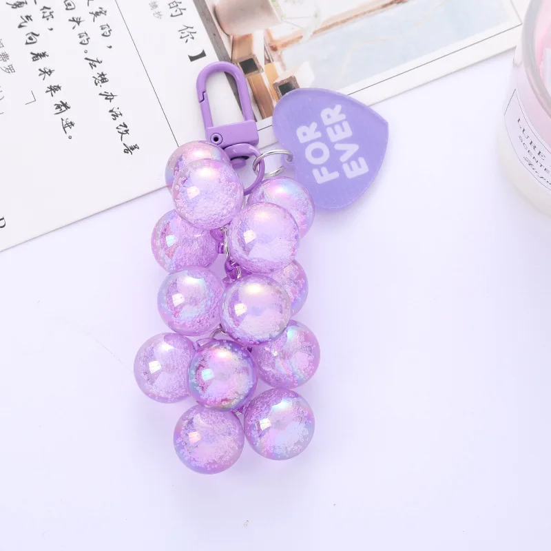 الإبداعية جولة حبة سلسلة سيارة المفاتيح قلادة الطازجة ونظيفة اللون محاكاة العنب ملحق سماعة الرأس حقيبة الديكور #3