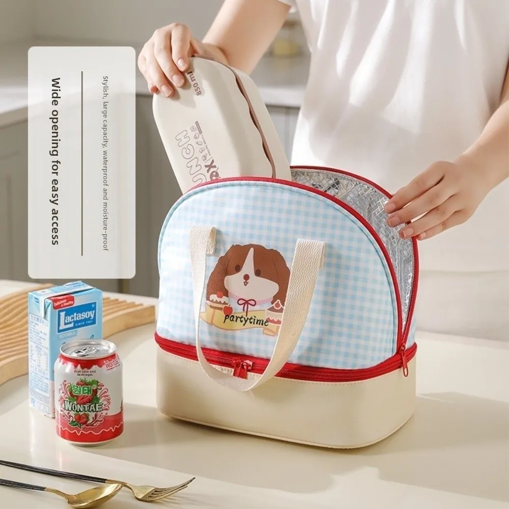 

Double-layer Cartoon Lunch Bag Insulated Thermal Large Capacity Picnic Bag Fresh-Keepin Handheld Insulated Tote Bag Girls