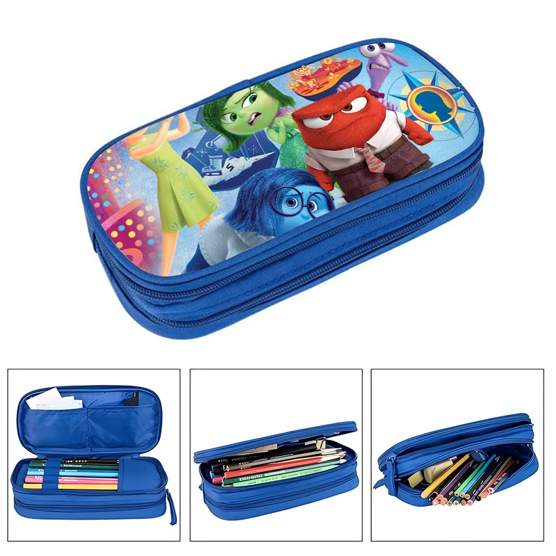 Inside Out 2 Kids Large Capacity Pencil Case Stationery Boy Girl Pencil Pouch Trousse School Supplies Canvas Pencilcase Gift