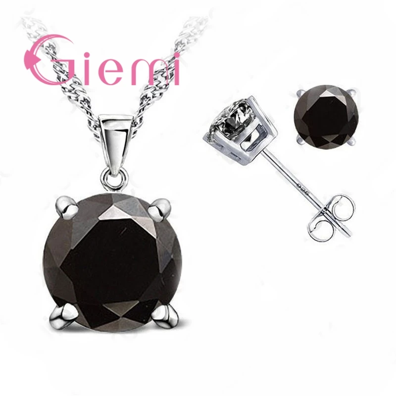 925 Sterling Silver Cubic Zirconia Stud Earrings, 8 Colors