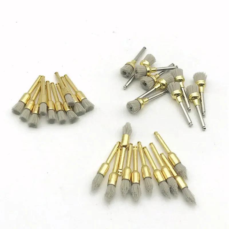 10Pcs Dental Polishing Brush Alumina Material Latch Flat Sharp Bowl Type Teeth Polisher Prophy Brush for Contra Angle Handpiece