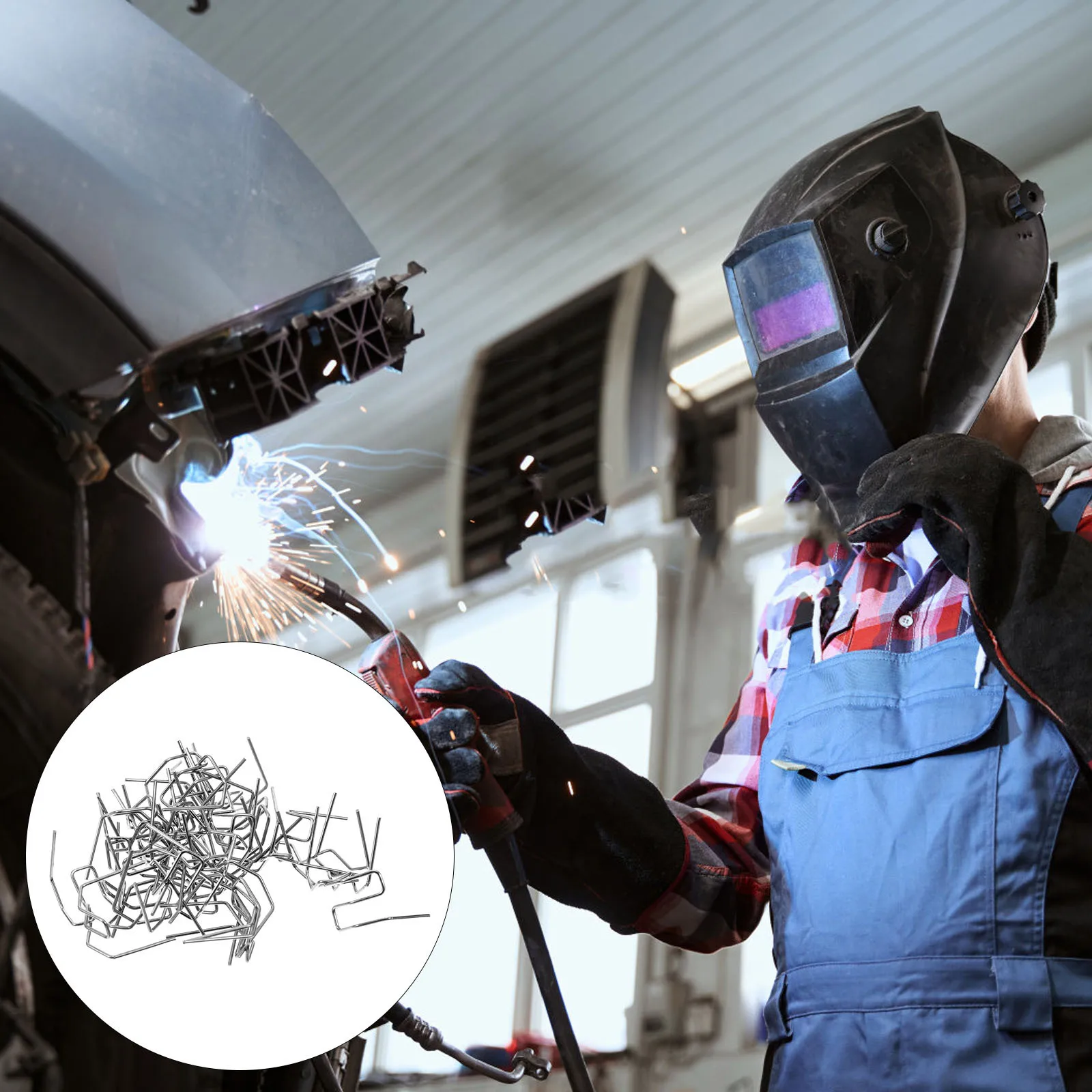 

100pcs Rods Car Bumper Repair Tool Automobile Wave Staples Plastic Welding Kit Metal Wave Staple Vehicle Repair Welding Wires