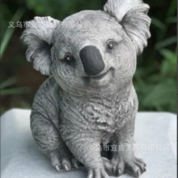 Adorable Resin Koala Figurine- Grey Jungle Theme Garden Ornament, Cute Outdoor Decor