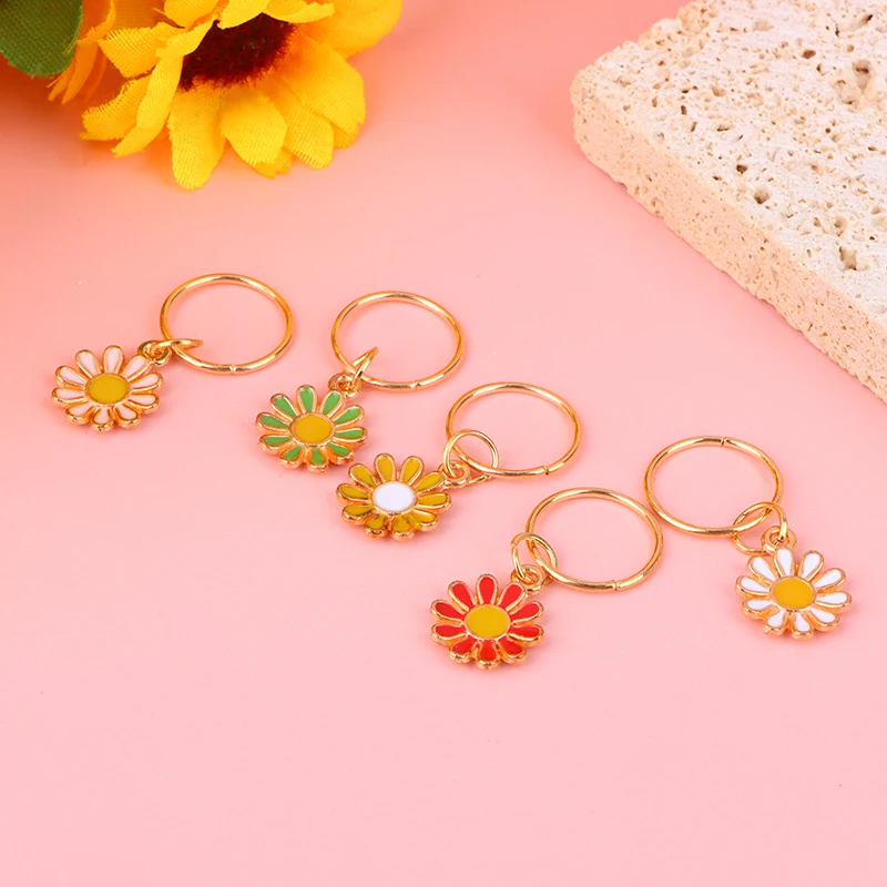 1Set Daisy Flower Enamel Knitting Stitch Markers Zinc Alloy Flower Pendant Multicolor For Knitting Tools DIY Findings