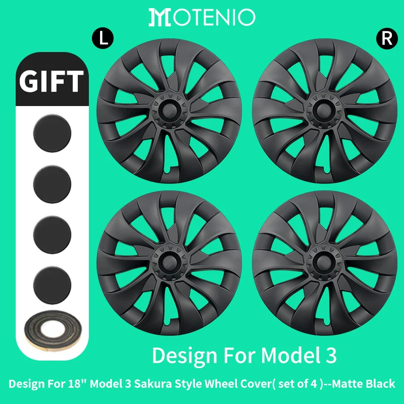 4-delige Set 18 Inch Arachnid Stijl Wieldeksels voor TESLA Model 3 (2017–2023) – Alleen voor Model 3