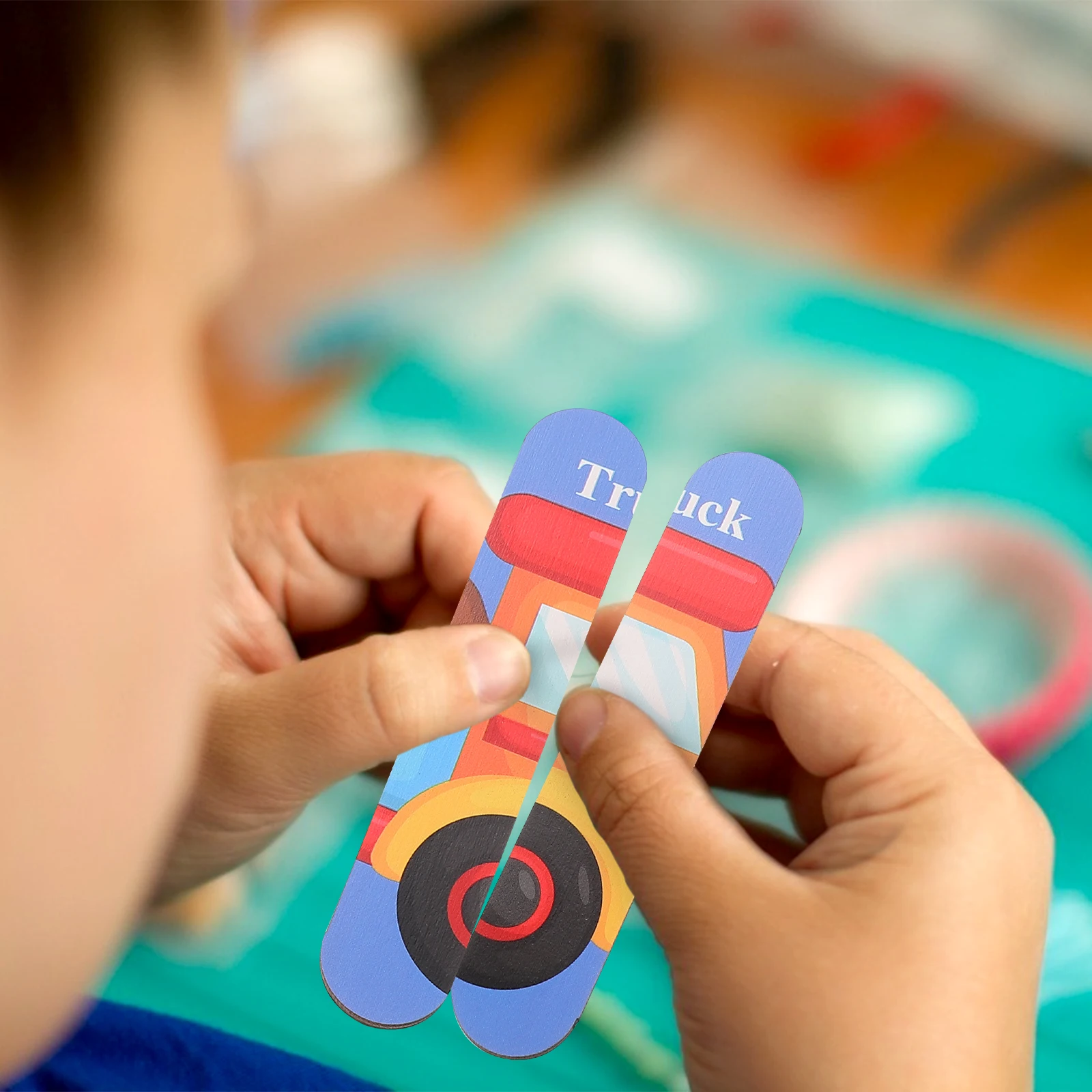 

1 Set Wooden Stick Educational For Shape Recognition Matching Block Early Learning Puzzle Cognitive