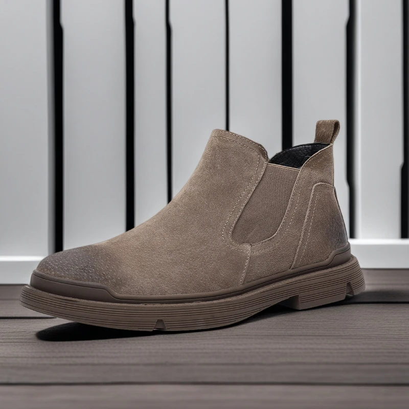 

2025 Winter Men Shoes Fashion Plush Warm Boots Classical Cow Leather Casual Shoes Man Slip-on Chelsea Boots