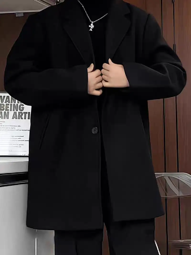 

Мужское шерстяное пальто Bla Briti Sle средней длины с отложным воротником, осенне-зимнее, в корейском стиле, для зрелых мужчин