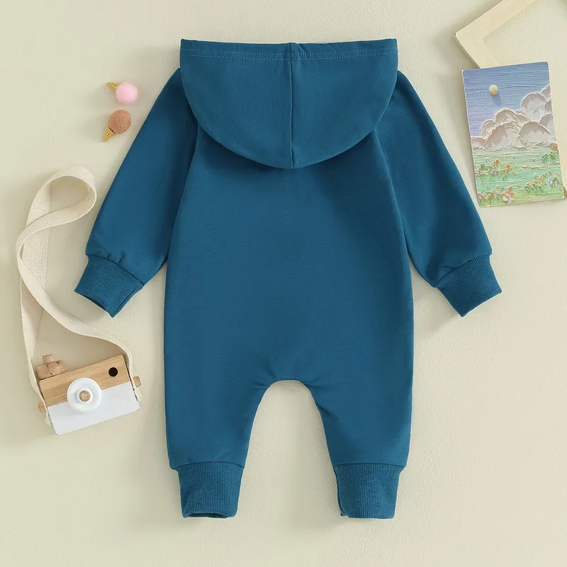 RUEWEY Baby Girl Boy Clothes Newborn Spring Autumn Hooded Romper 2023 Solid Color Zipper Jumpsuit for Kids Baby Items Clothing