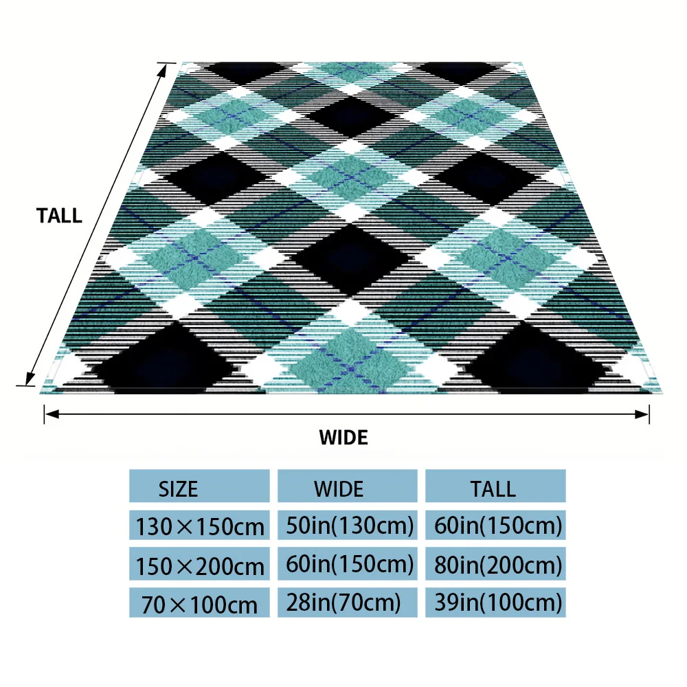 Teal Plaid Winter And Summer Dual-Use Comfortable Flannel Blanket, Soft And Sticky Sofa Cover Blanket, Exquisite Gift