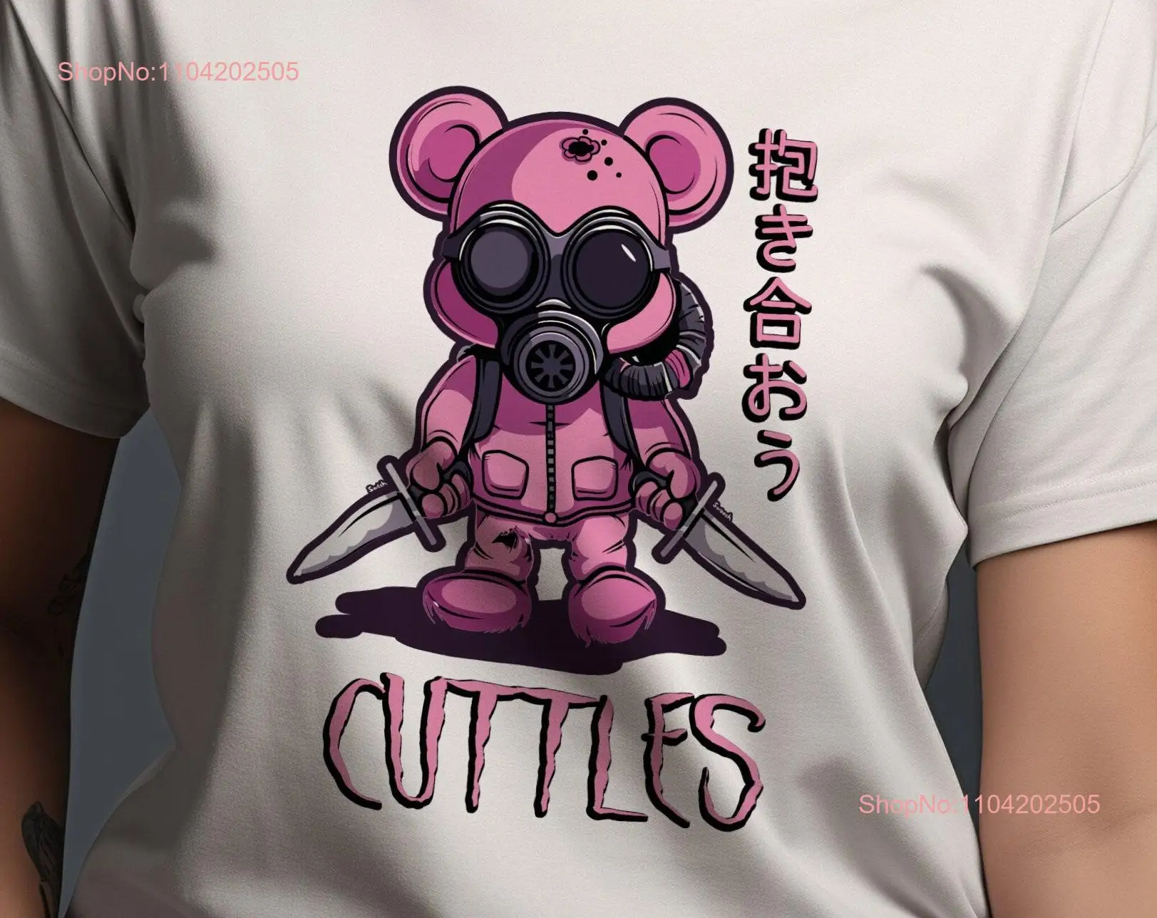 Stabby Bear T Shirt Kawaii Teddy Creepy Cute Japanese Streetwear Pastel Goth Aesthetic Size XS 5XL long or short sleeves