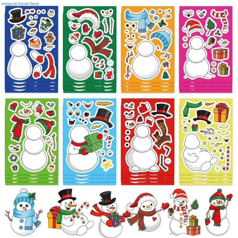 مجموعة ملصقات زخرفية لرجل الثلج الموسمي N2UB مكونة من 24 ورقة مقاومة للخدش #4