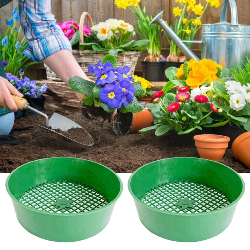 

2PCS Multifuntional Soil Sifter Gardening Accessories Sand Soil Filter Gardening Sieve Plastic Gardening Sifter for Soil 87HA