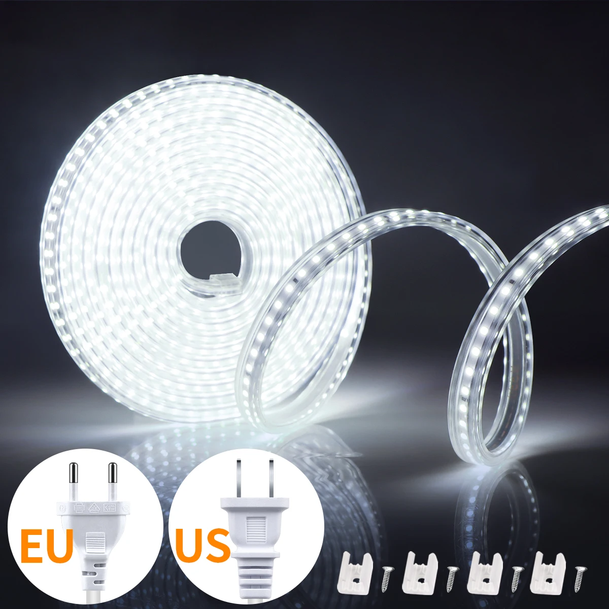 LED Strip Lights Outdoor 110V US Plug 220V EU Plug 2835SMD Kitchen LED Light 120leds/m Waterproof Wall Garden Balcony Decoration