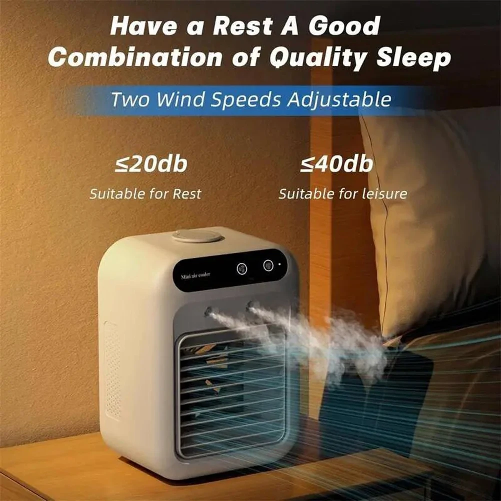 Portable Humidifier Fan Air Conditioner Home Small Air Cooler Hydrocooling Air Adjustment For Office Bedroom USB Charging Fan