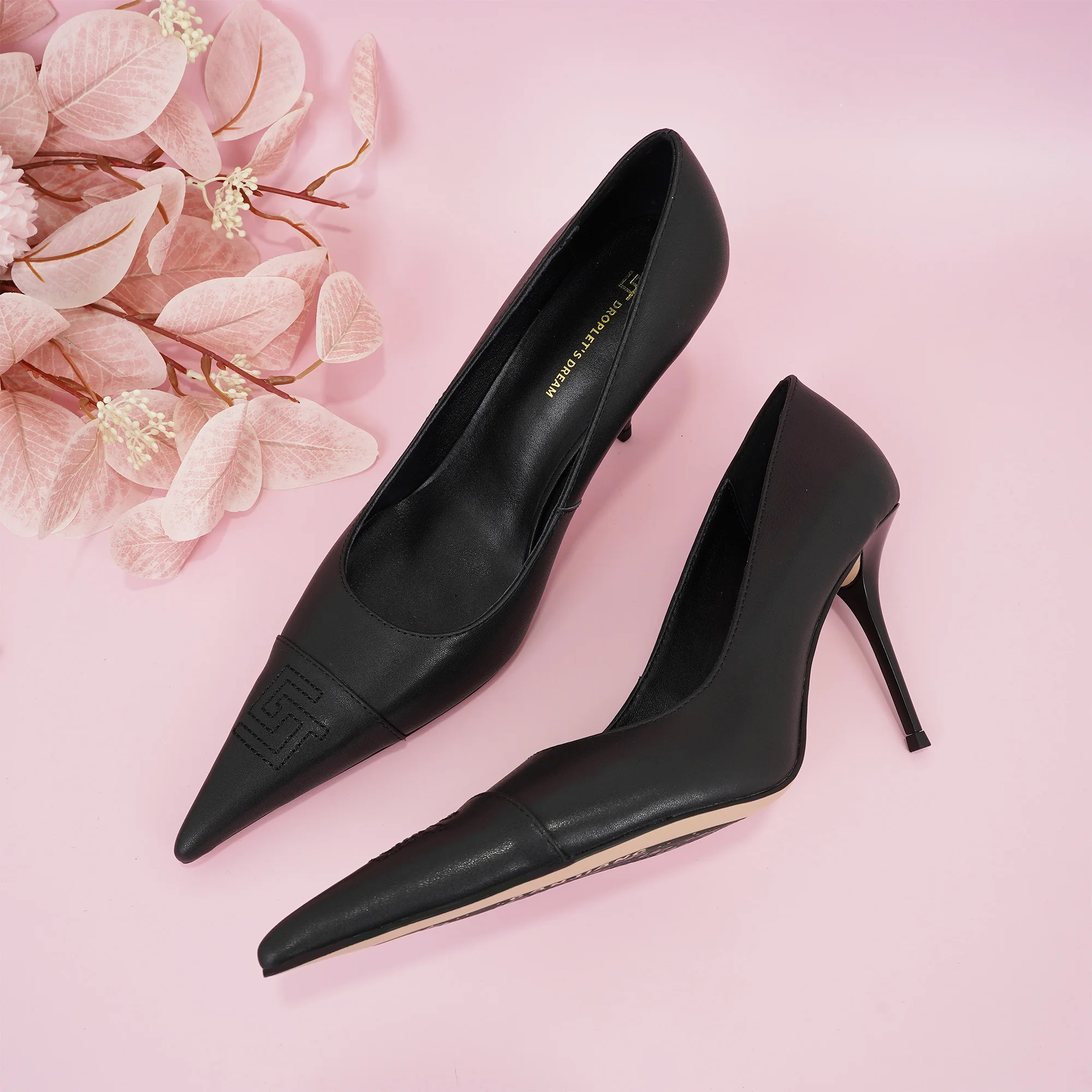 Zapatos De Tacón Alto Stiletto De Piel Vacuna Negra Con Punta, Moda 2026, Nuevos Zapatos De Fiesta Elegantes Bordados Gj Para Mujer — -46%, 57.92€ Coupon, from 67.99€ – 46% descuento – €67.99