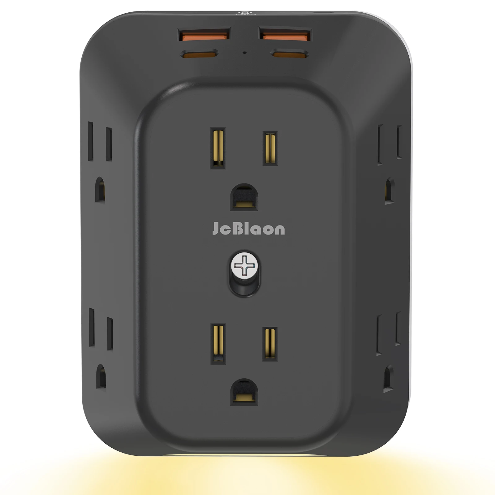 Regleta de Enchufes con Luz Nocturna LED, 6 Tomas de Corriente Alterna, Protector de Sobretensión, 4 Puertos USB (2 Tipo C), Cargador de Pared USB para el Hogar