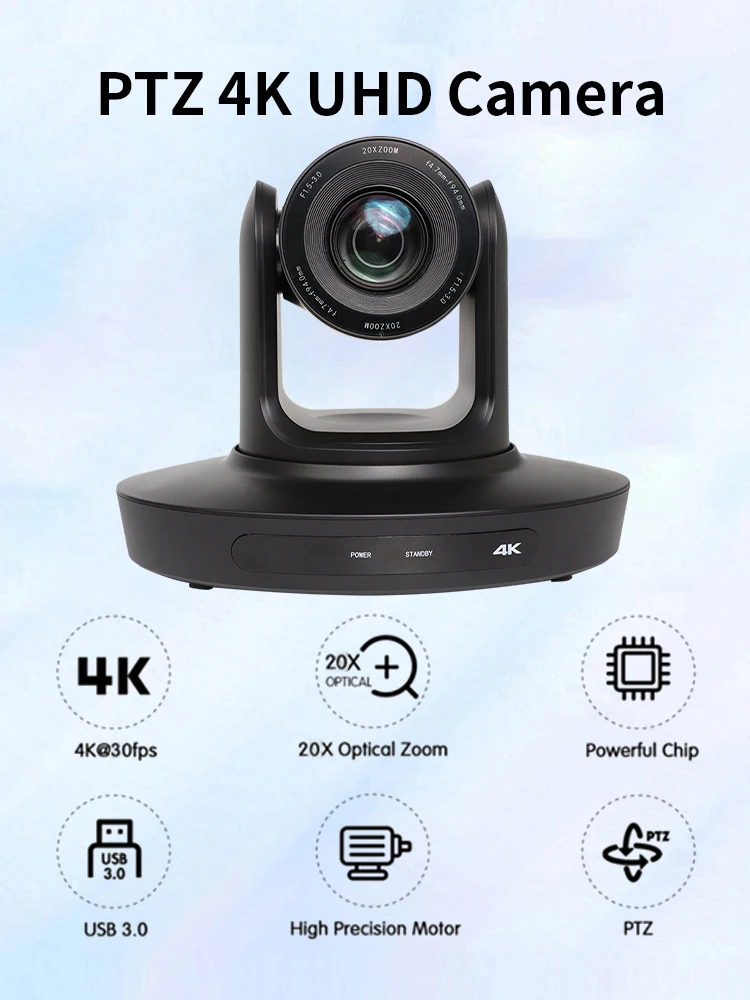 4K 10/20X Zoom Conference PTZ Video Camera USB3.0 HDMI IP Live Streaming Camera for Church Business Meeting Broadcast Youtube