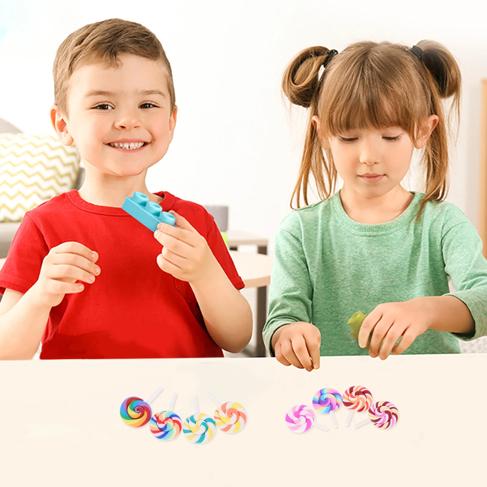 

9 Pcs Rainbow Lollipop Decorative Simulation Fake Lollipop Model Party Candy Decoration Photography Props Scene Decorative