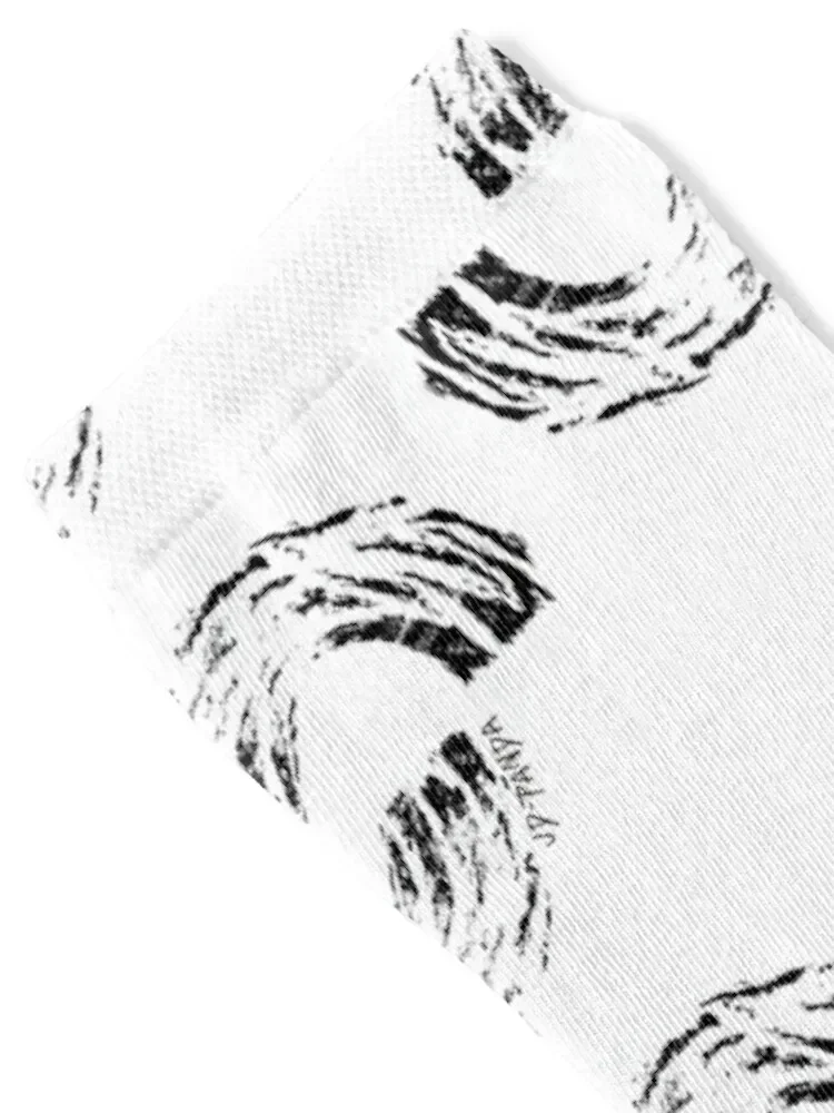 Offset Semi-Circles Linoleum Block Print in Black Socks winter gifts Men Socks Women's